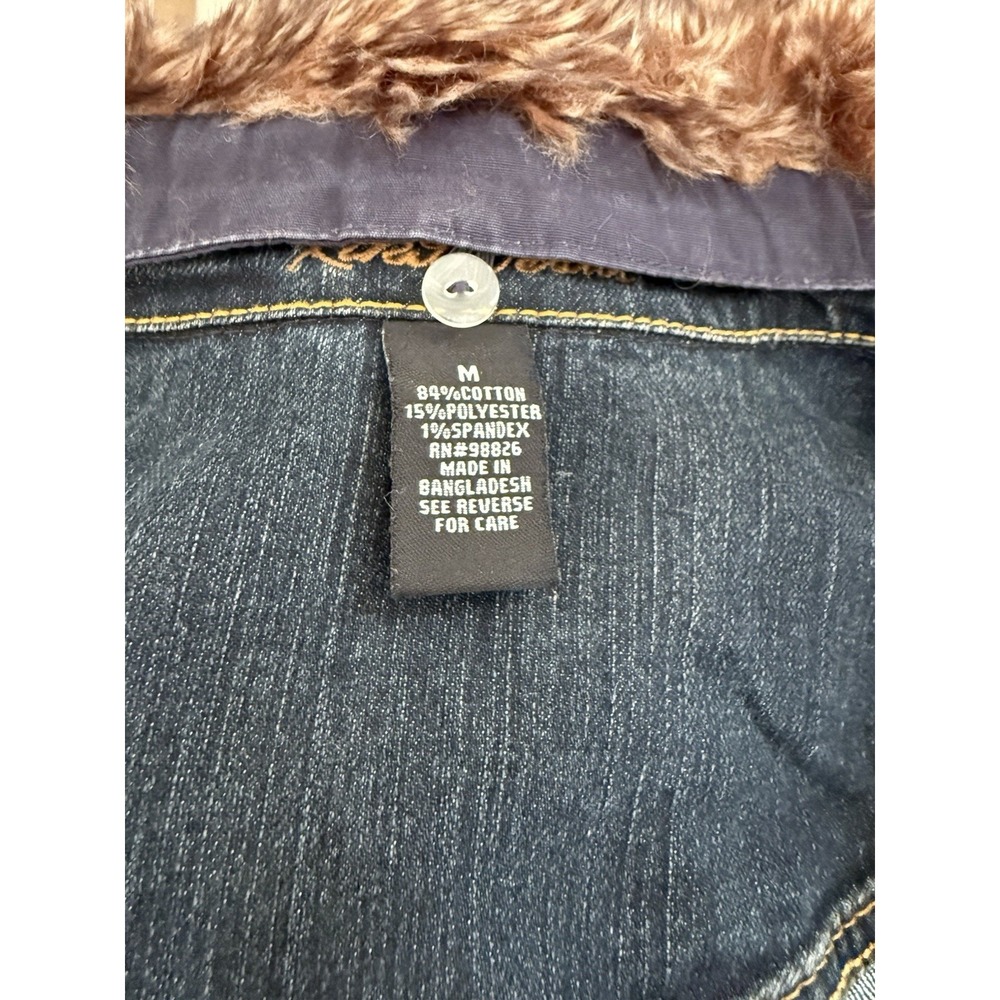 Vtg Kikit Jeans women's M denim jacket removable collar with faux fur NWT - Picture 10 of 16